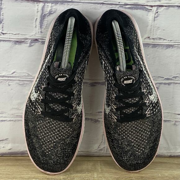 Nike Free RN Flyknit 2018 Black Pink Running Shoes Women's 8 Sneakers 942839-007 - Picture 6 of 8